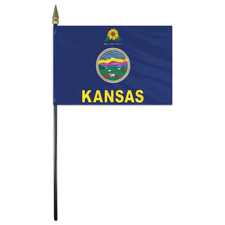 Global Flags Unlimited Kansas Stick Flag 4"x6" E Gloss 200263